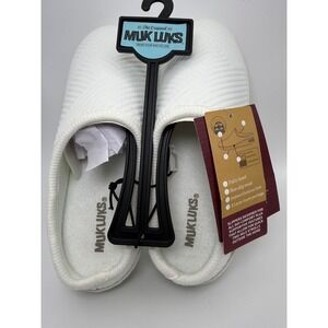 Muk Luks Women's Contour Slippers White Size Small 5-6 Indoor Outdoor Non Slip N
